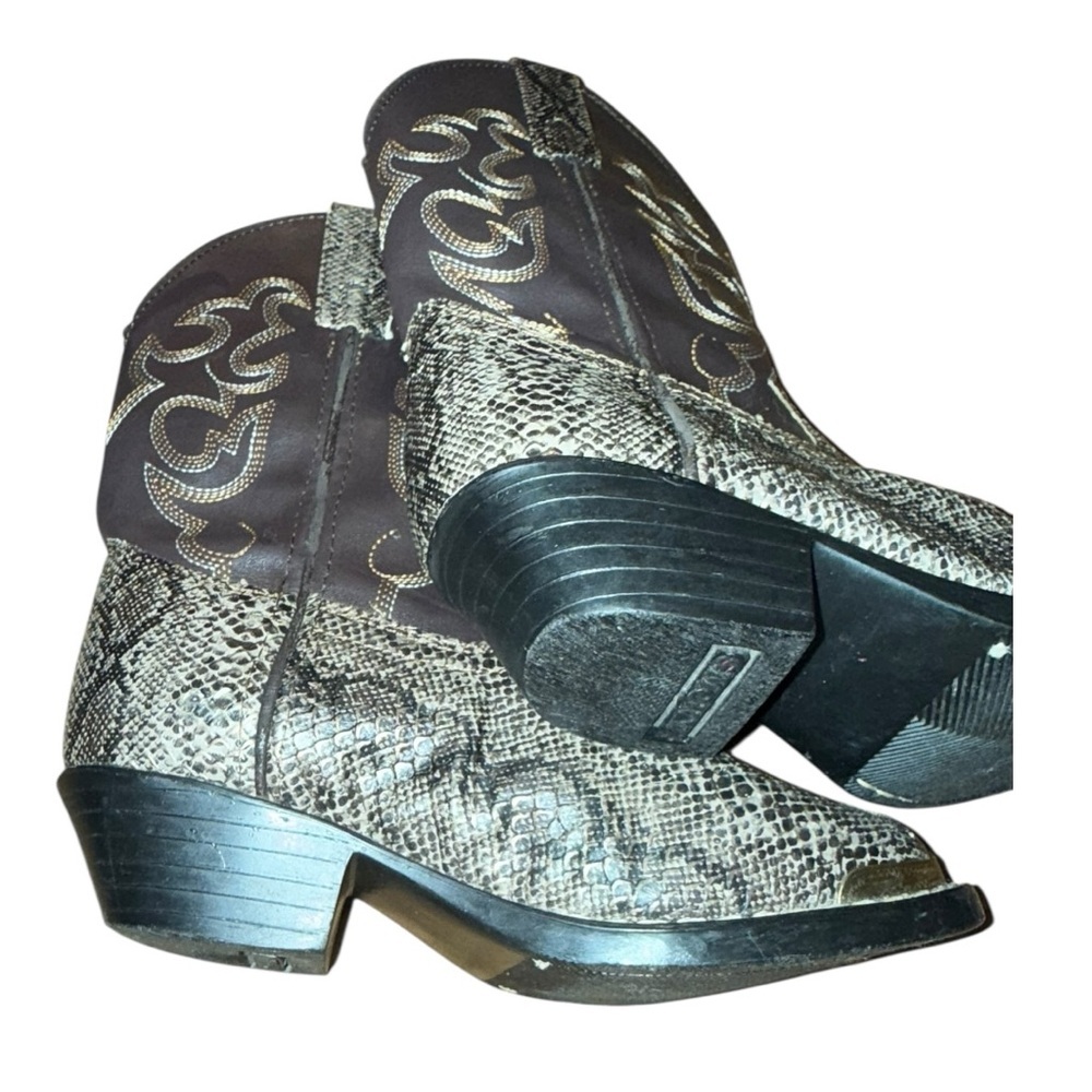 Smoky Mountain Boots Western Cowboy Boots Snakeskin Print Brown — Size 11.5 D - Picture 7 of 10